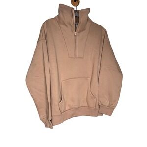 1987 Beige 1/4 zip‎ sweater Oversized fit athletic